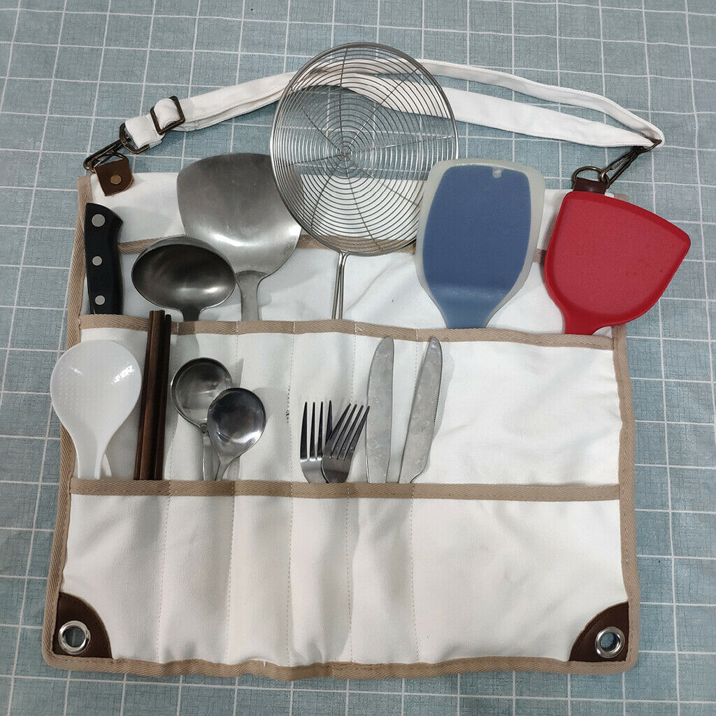 Camping Tableware Canvas Storage Bag BBQ Outdoor Utensil Organizer Neatly