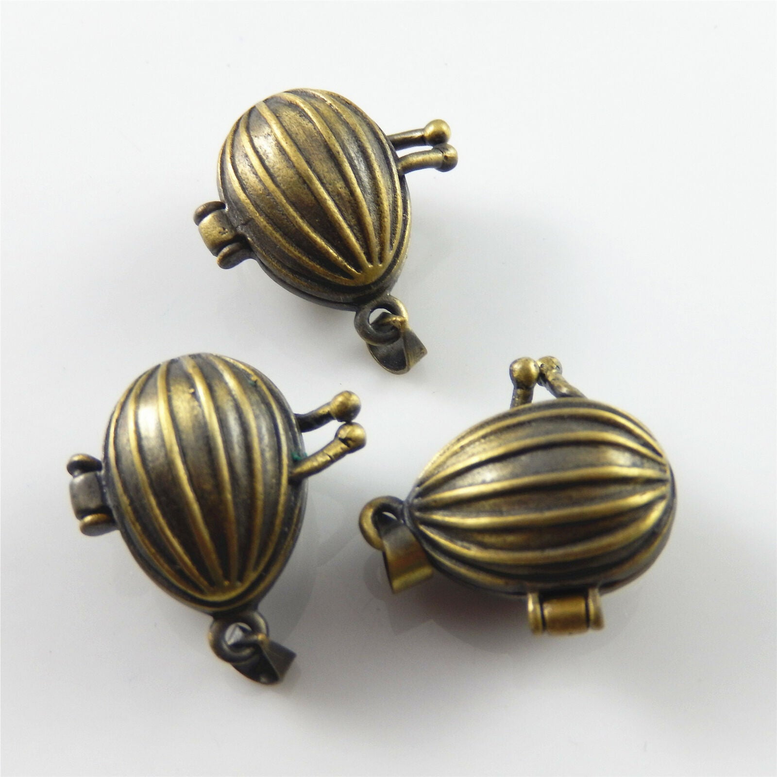 3-pack Antiqued Bronze Alloy Hot Air Balloon Pendant Locket Openable 19x13x13mm