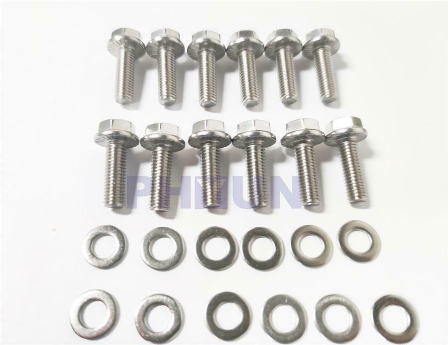 12x Stainless Steel Exhaust Manifold Screw&Washers For GM V8 LS1 LS2 LS3 LS6 LS7