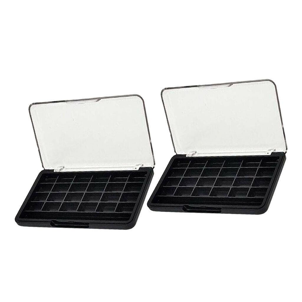 2Pcs 24 Grids Makeup Eyeshadow Palette Blusher Pressed Powder Container Case