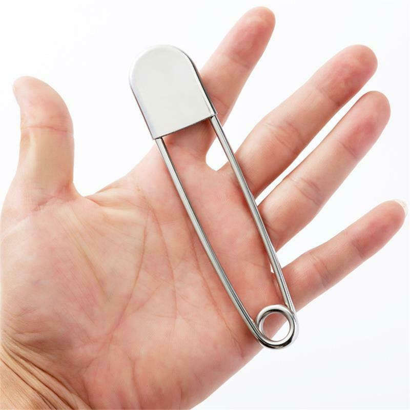 2 Pcs Safety Pins Sewing Tools Large Stainless Steel Clasp Knitted Fabric Cra JD