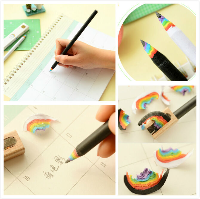 2Piece Black and White Rainbow Pencil Drawing Painting Pencils Office Stationery