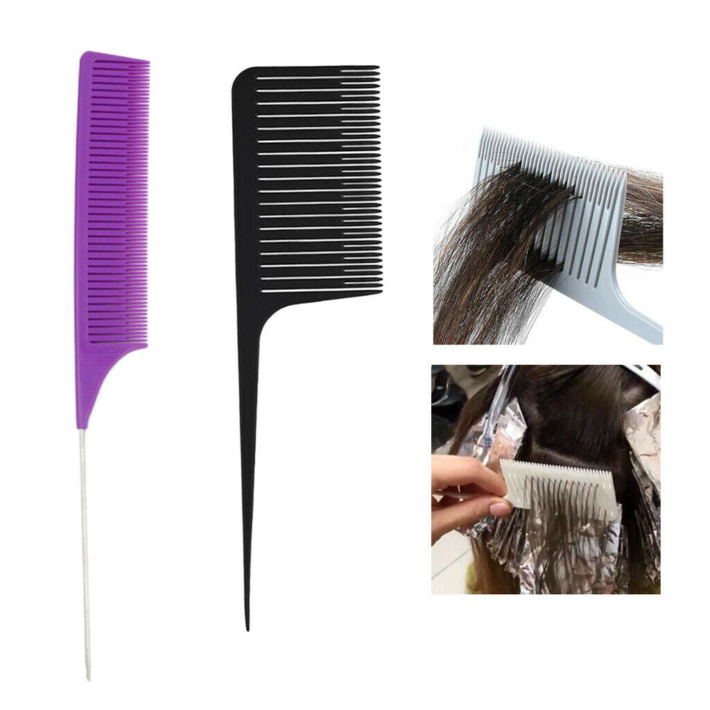 2x New Pro Fine&Wide Weave Highlight Foiling Hair Combs Salon Hair Coloring