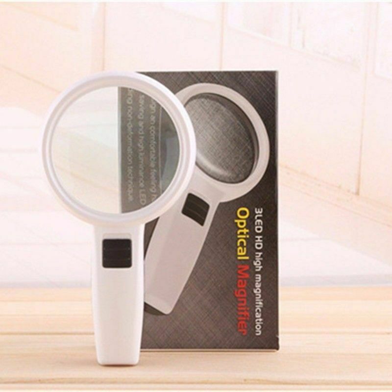 10X With 3 LED Light Handheld Magnifier Reading Magnifying Glass Jewelry Loupe