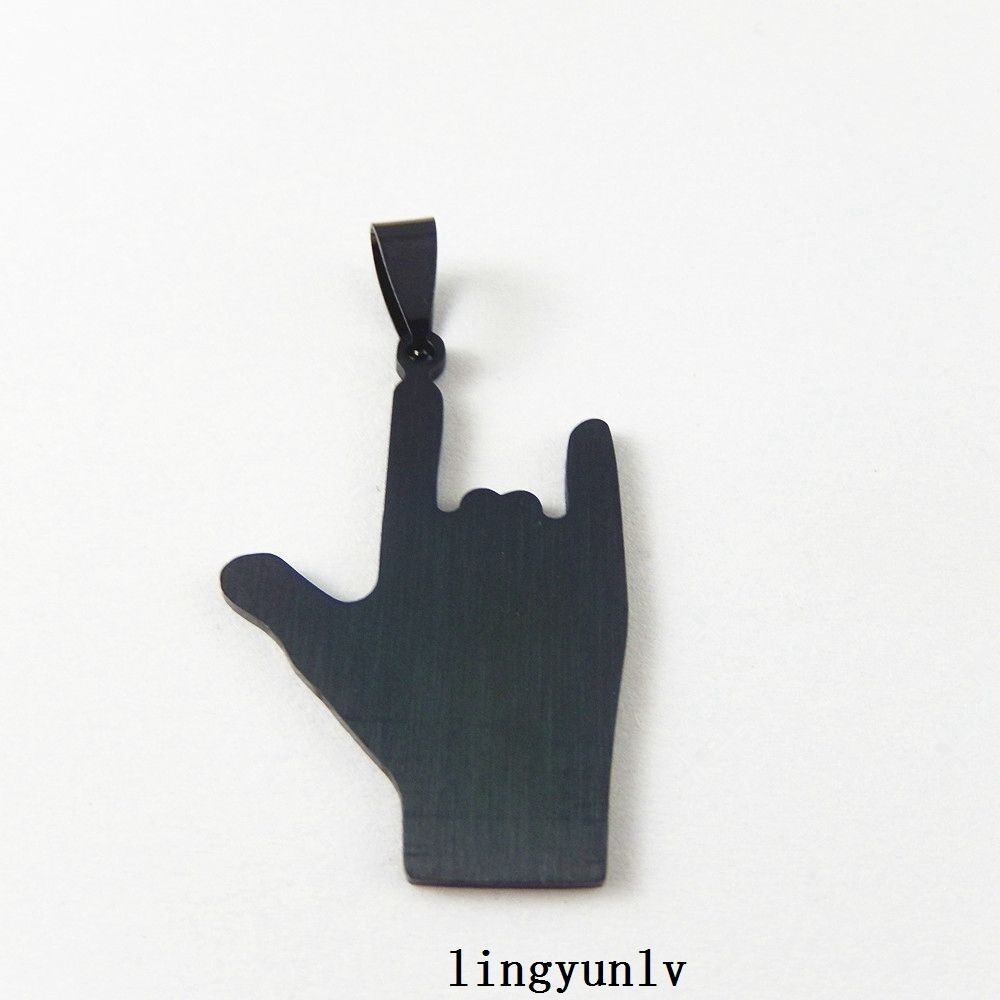38x26mm Black Metal Love Gesture Charm Pendant Stainless Steel Jewelry Craft 5x