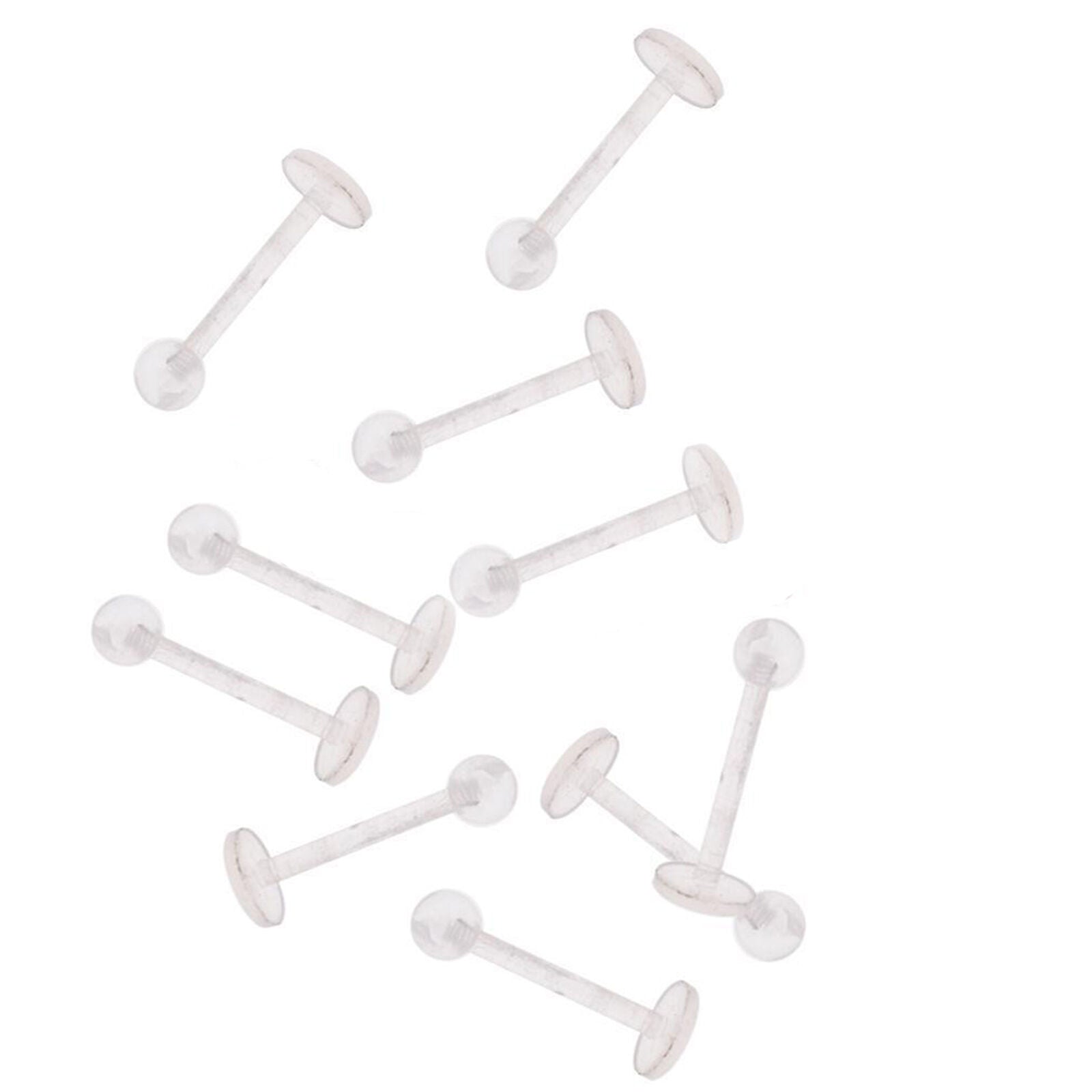 10pcs Clear Tongue Rings Tongue Retainers Body Jewelry Piercing No Metal