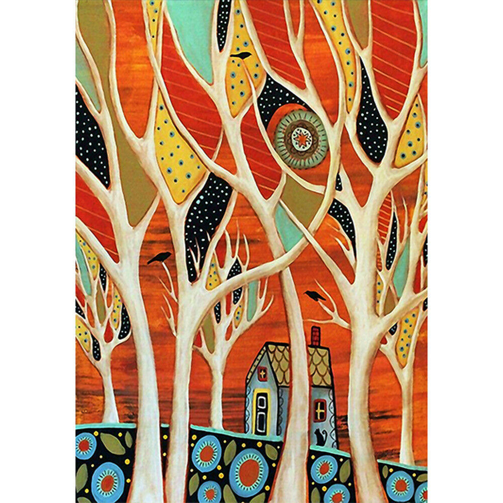 Creative Trees Birds And House Garden Flags Yard House Decor Flag Banner 28x40"