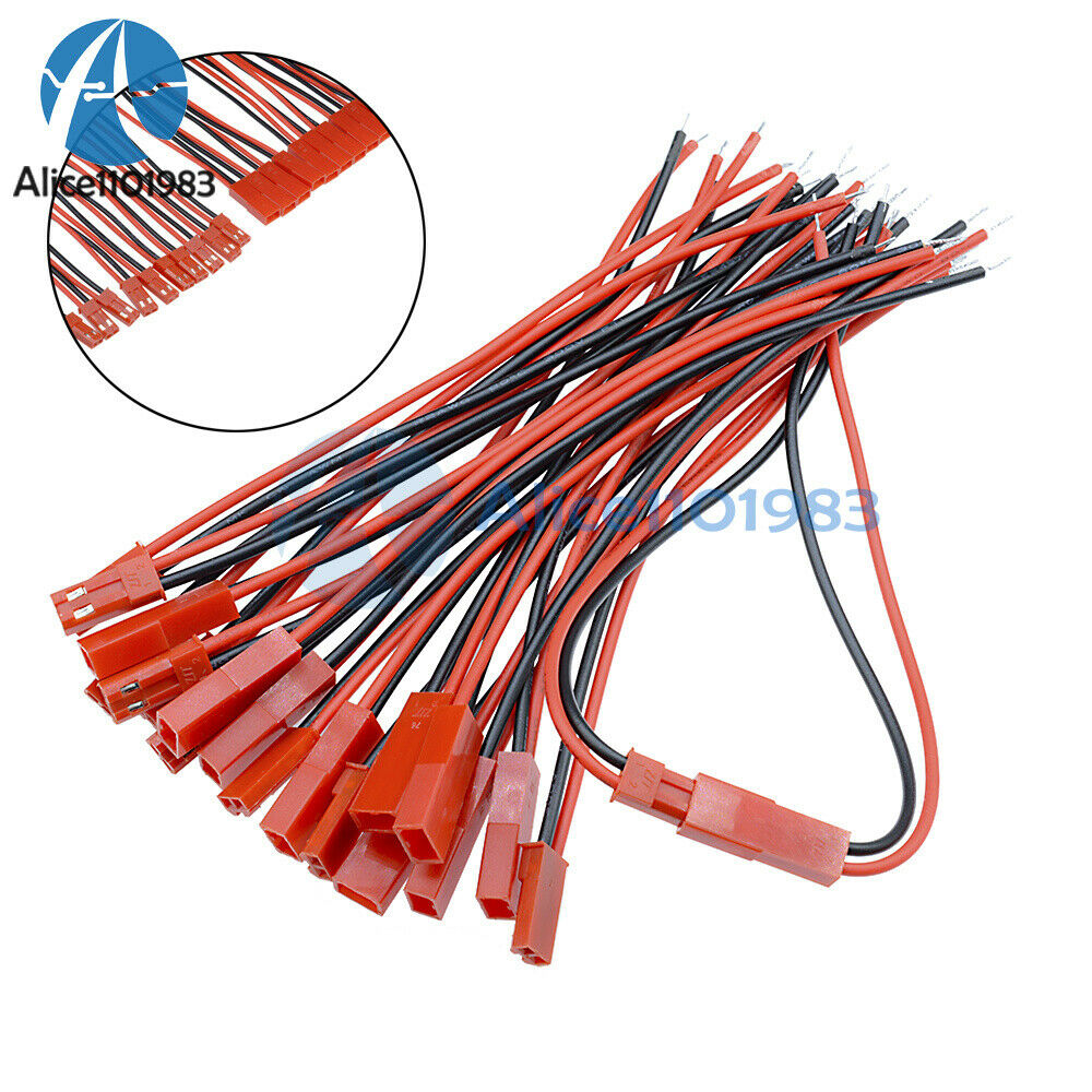 5 Pairs 100mm JST Connector Plug Cable Line Male+Female for RC BEC Lipo Battery