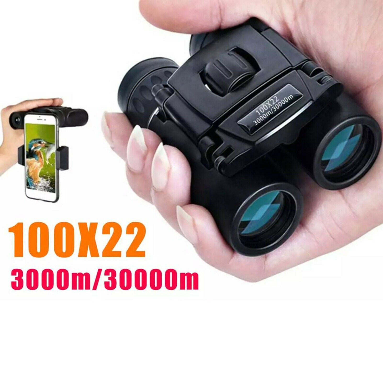 100x22 Compact Binoculars BAK4 Prism HD Phone Telescope Adults Kids Outdoor