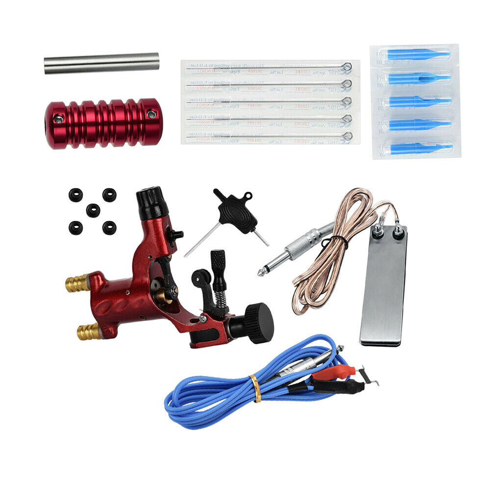 Beginner Complete Tattoo Kit Professional Machine Rotary Tool Set Gun Red