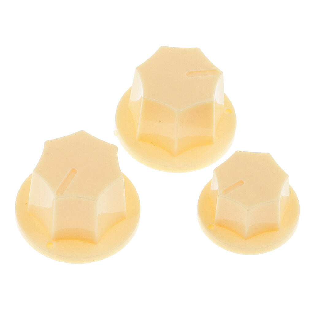 3pcs Plastic Guitar Bass Volume&Tone Knob Button for Jazz Bass Parts Beige