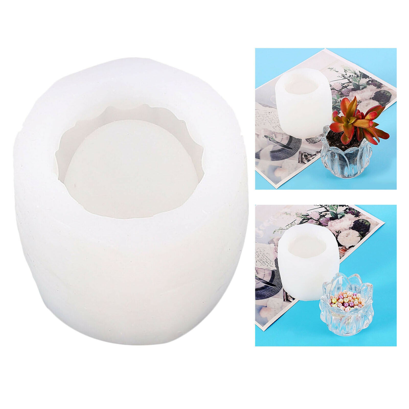 Silicone Flower Pot Mold Planter Tea Light Holder Ashtray Clay Mould DIY