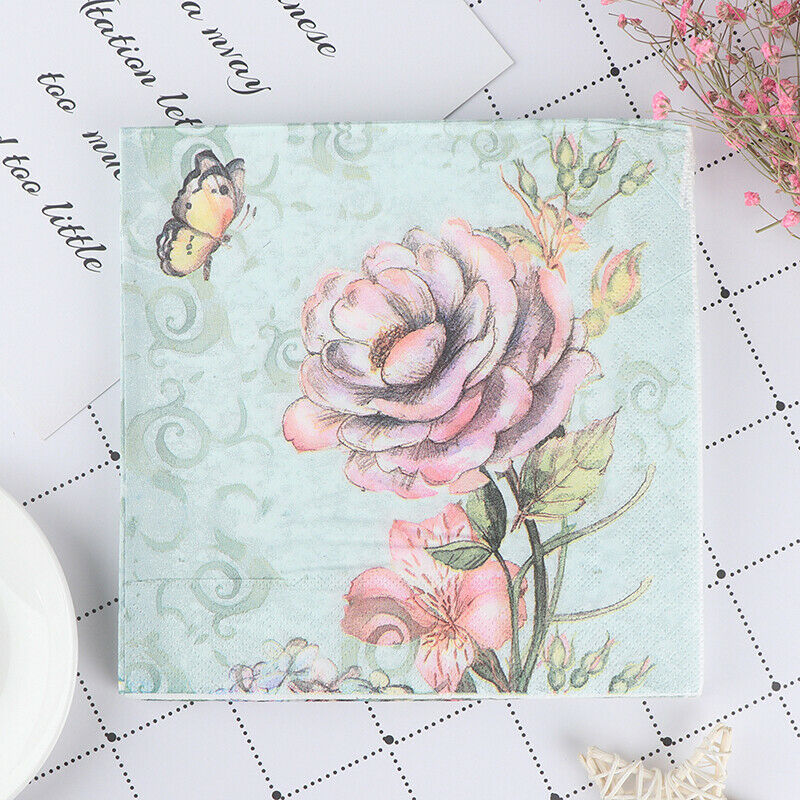 20PCS Napkins paper Decoupage Tissue Flowers Wedding Birthday DIY DecoratDD