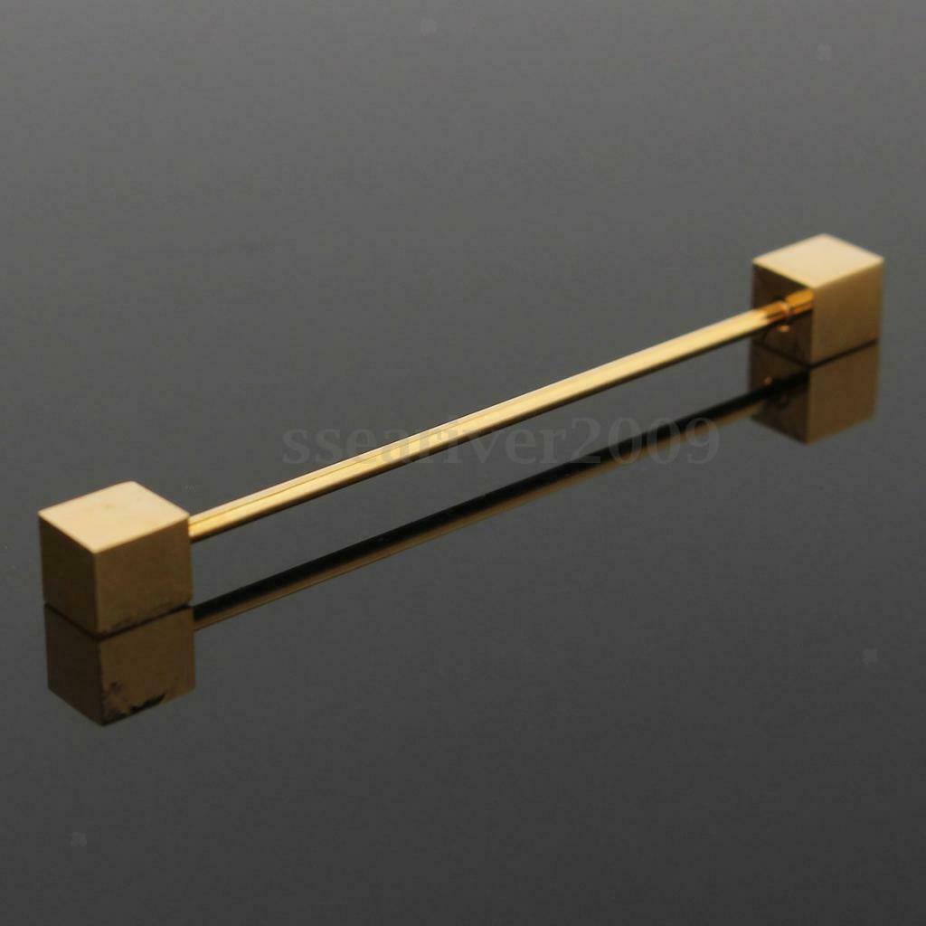 2pcs Mens Silvery Golden Plated Tone Shirt Collar Tie Pin Stud Barbell Bar Clip
