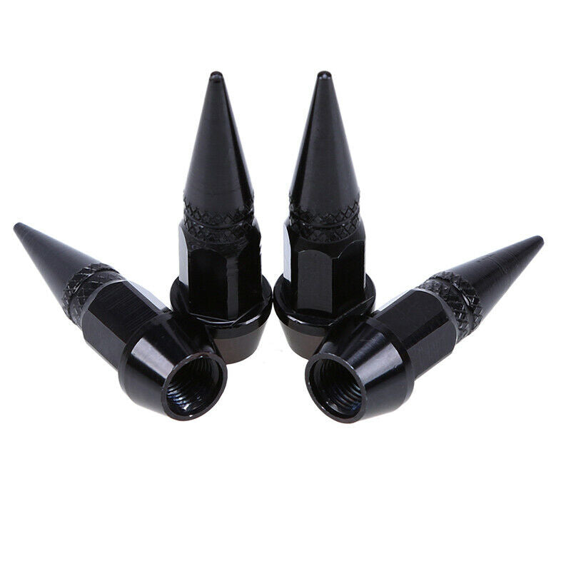 4Pc Black Chrome Aluminum Metal Spike Wheel/Tire Valve Stem Car Truck Air Caps