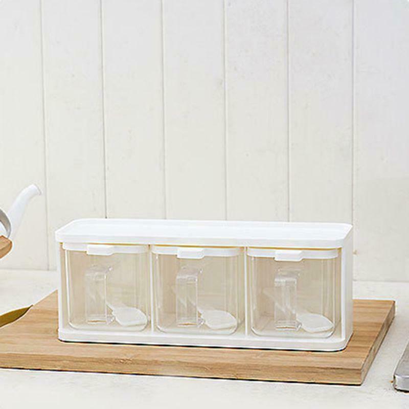 Spice box with lid storage container transparent handle kitchen spice jar