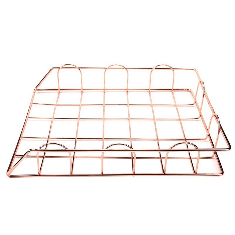 1 Set Of 2 Office Supplies Metal Stackable File Document Letter Tray OrganizerL9