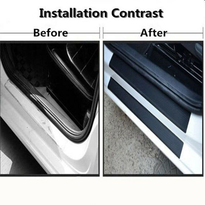 4pc Car Door Sill Scuff Carbon Fiber Stickers Welcome Pedal Protect Access.l8