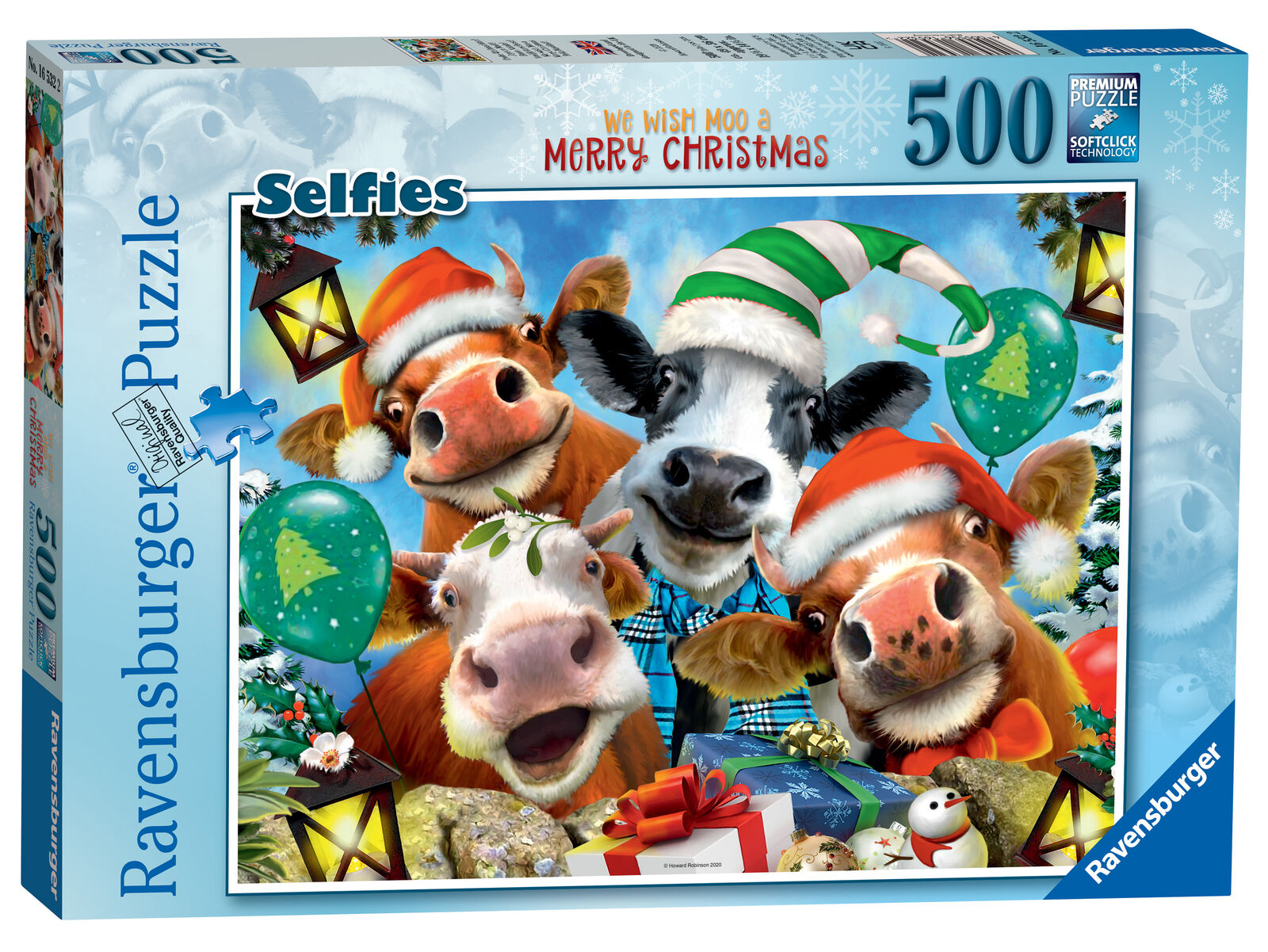16532 Ravensburger Selfies - We Wish Moo a Merry Christmas Jigsaw Puzzle 500pcs