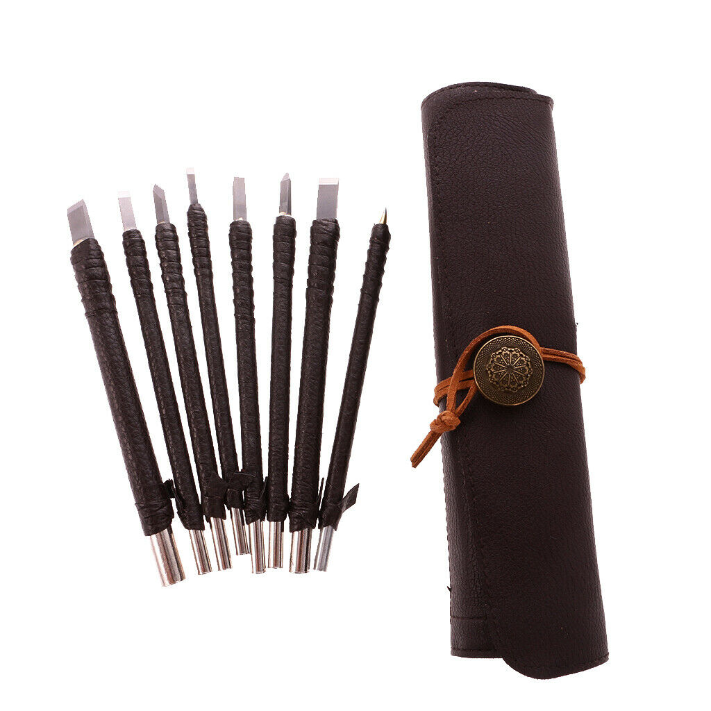 Set Of 8 Pieces Stone Wood Carving Seal Engraving Set Hobby Craft Tool