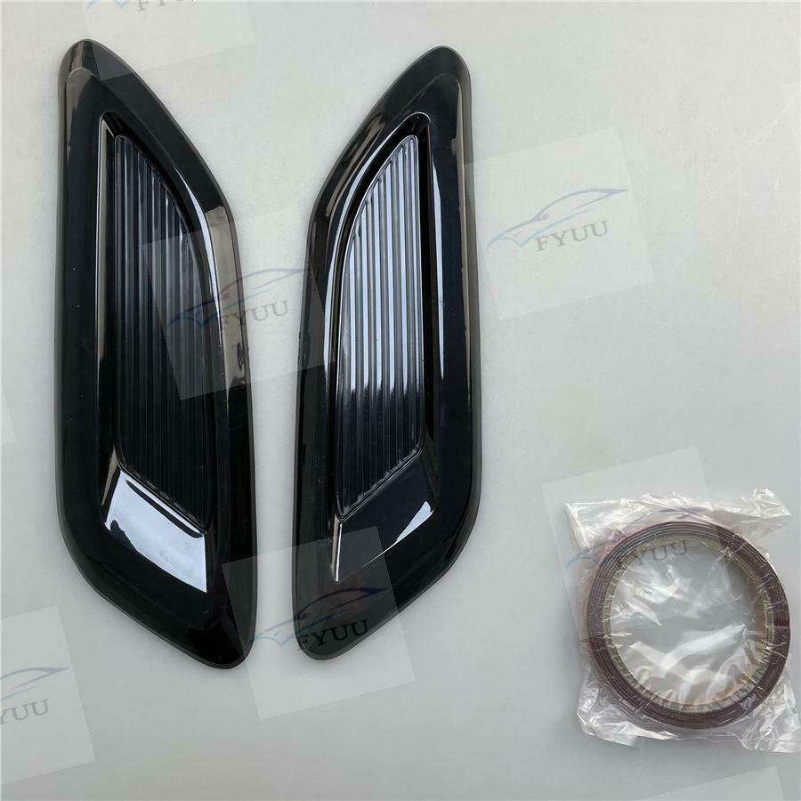 Pair Glossy Black ABS Car Air Flow Intake Hood Scoop Vent Bonnet Decor Cover
