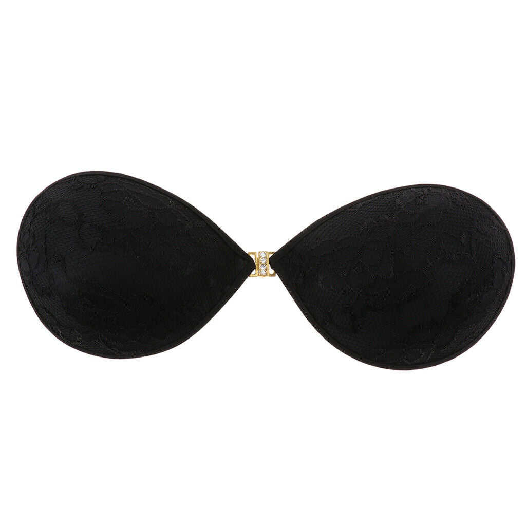 Selfadhesive Strapless Reusable Invisible Silicone Pushup Bras Black S