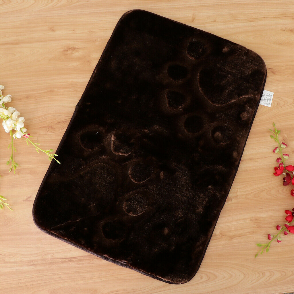 Washable Absorbent Soft Foam Bath Mat Bathroom Shower Rug Non Slip Brown