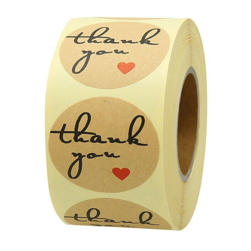 500pcs kraft paper thank you stickers with red heart s handmade labels st.l8