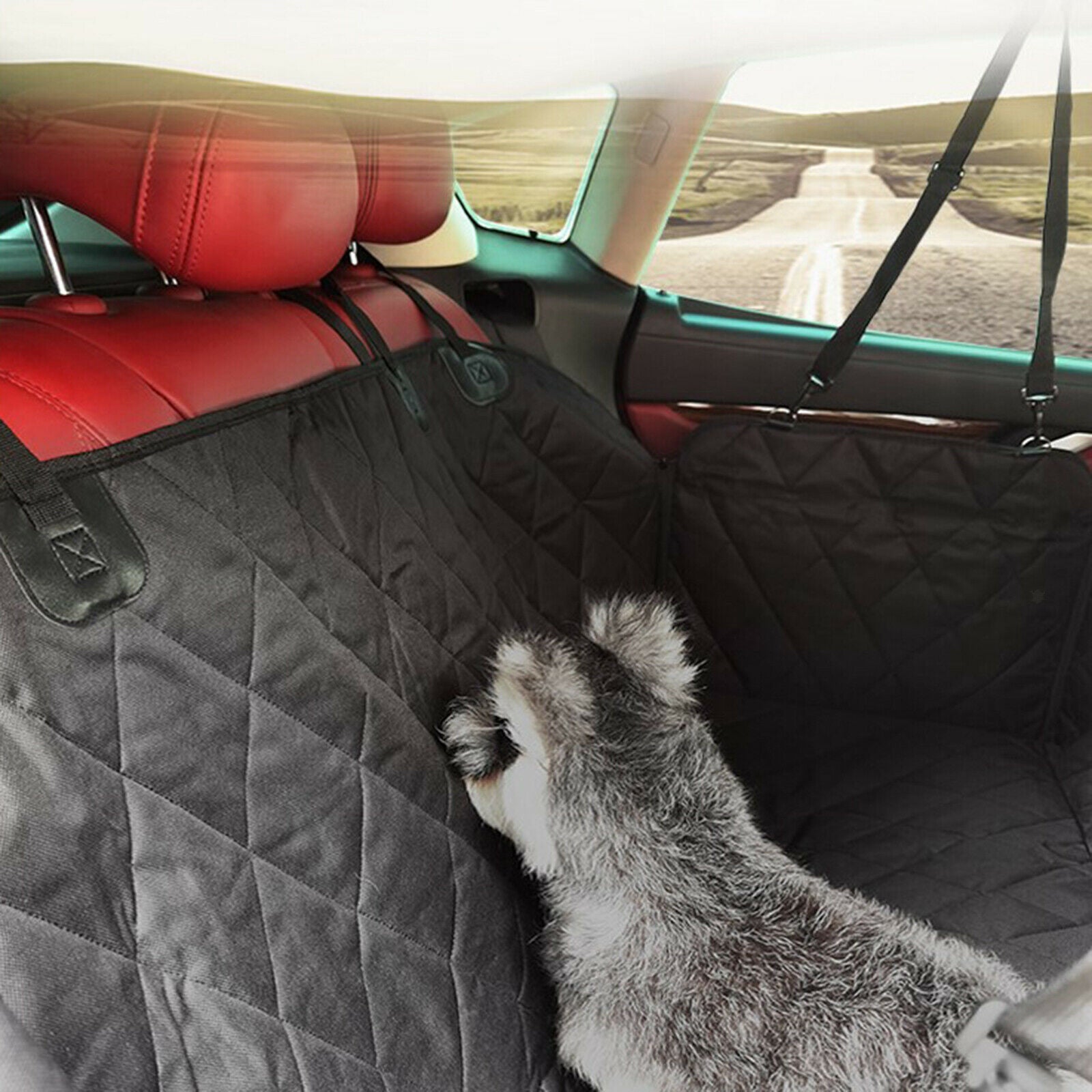 Premium Dog Car Seat Cover with Side Flaps Hammock Travel Van Truck Mat