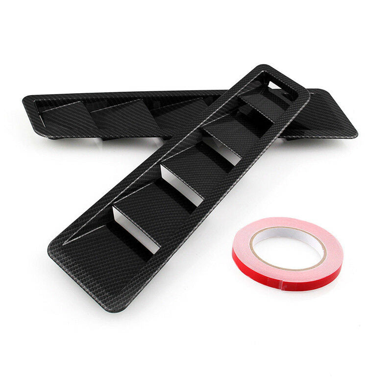 2X Race Car Hood Air Vent Louver Cooling Panel Trim Carbon Pattern Black Matte