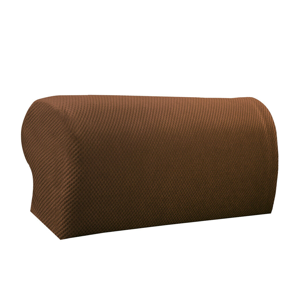 6Pcs Brown Elastic Sofa Armrest Covers Armchair Slipcovers Arm Rest Caps