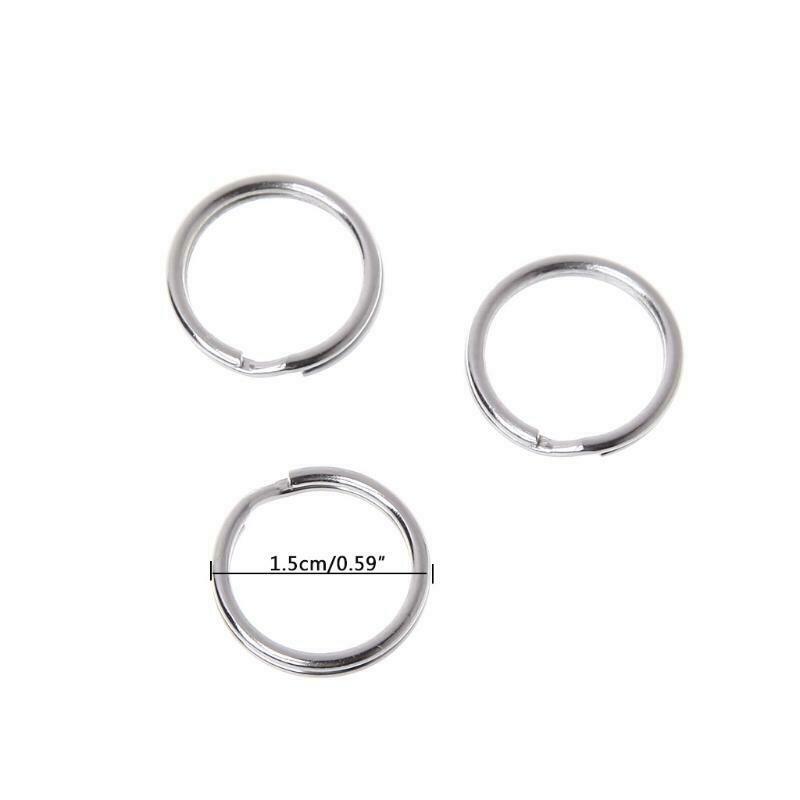 30pcs 15mm Key Ring Stainless Steel Split Keychain EDC Round Loop Hoop Buckle