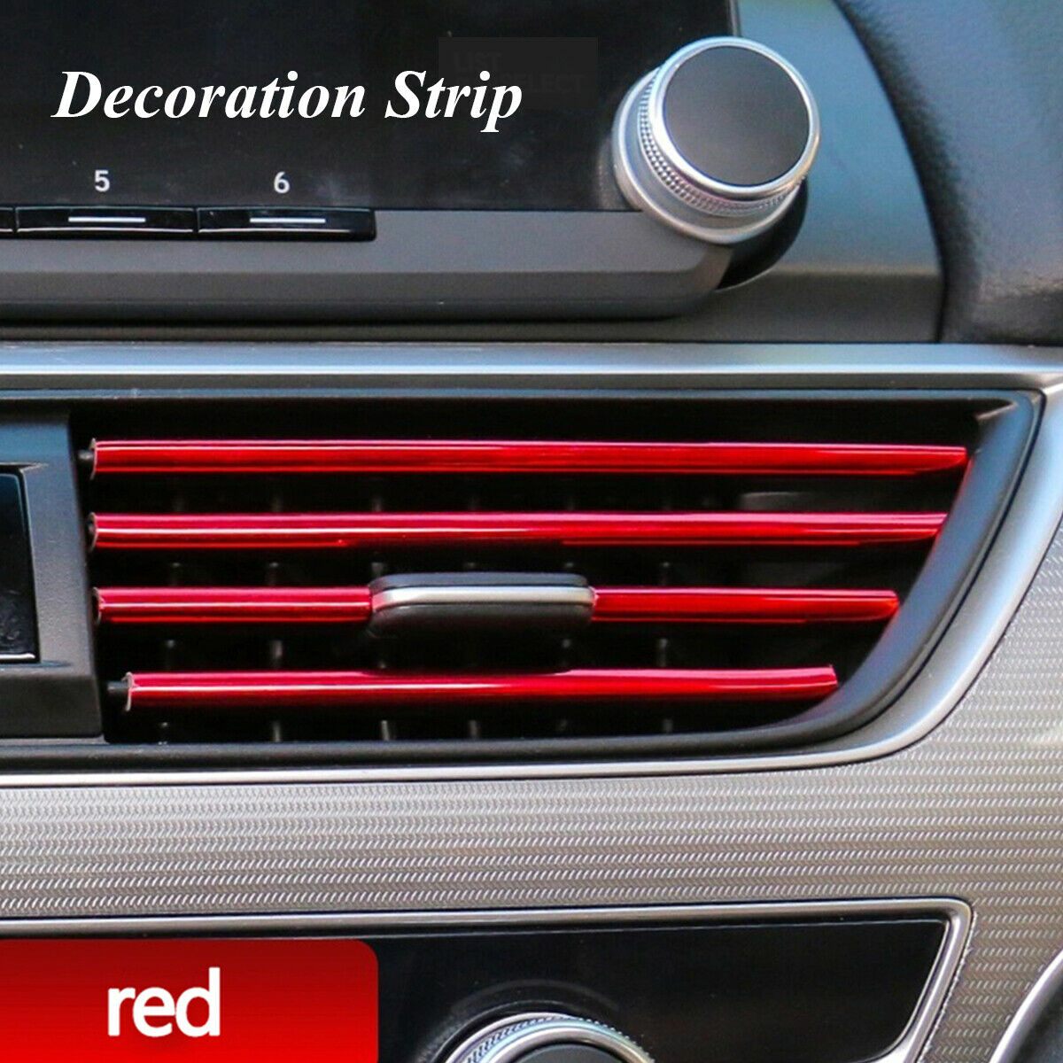 Universal Car Accessories Red Air Conditioner Air Outlet Decoration Strip Cover