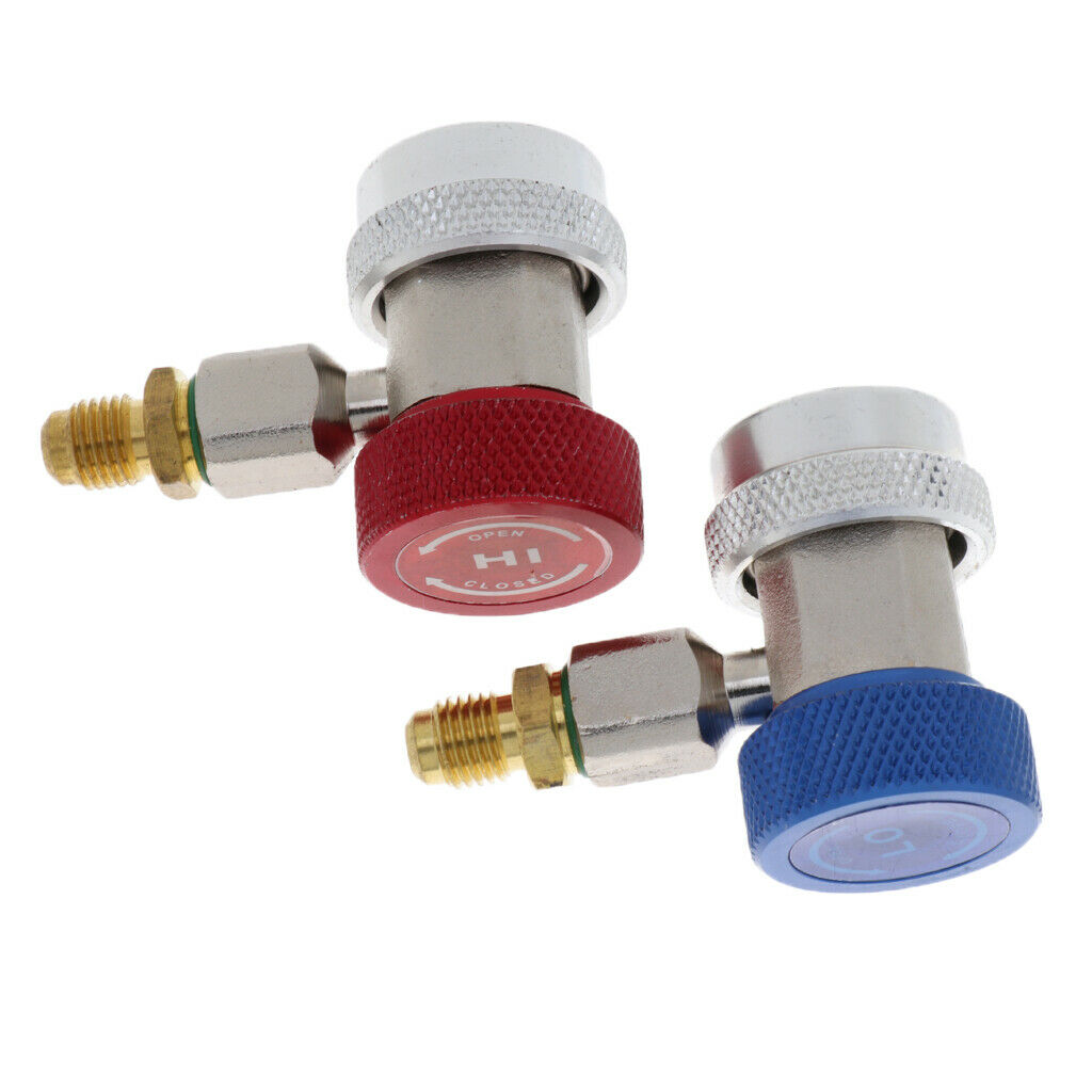 2pcs AC R134a Quick Coupler Connector Adapter A/C Manifold Gauge Low/High