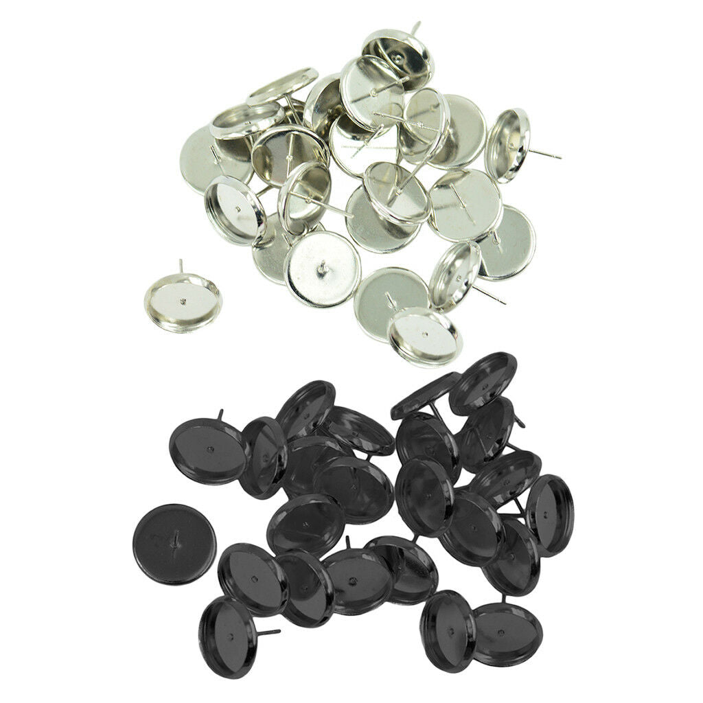 48pcs Ear Stud Earrings Blanks Bezel Base Settings Jewelry Making Findings