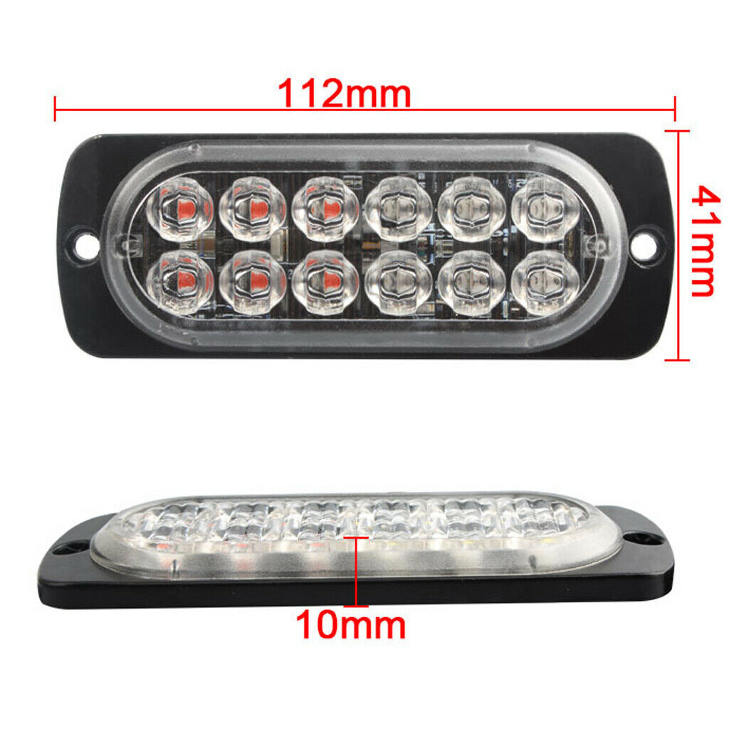 Car SUV 12 LED Strobe Flash Light Bar Dash Police Lamp  Amber