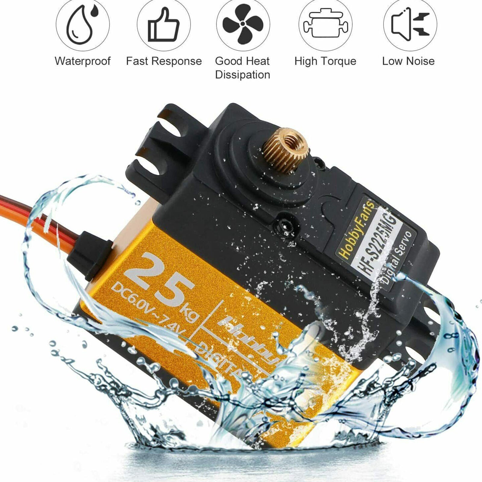 25KG Full Metal Gear High Torque Waterproof Digital Servo with 25T Servo Arm New