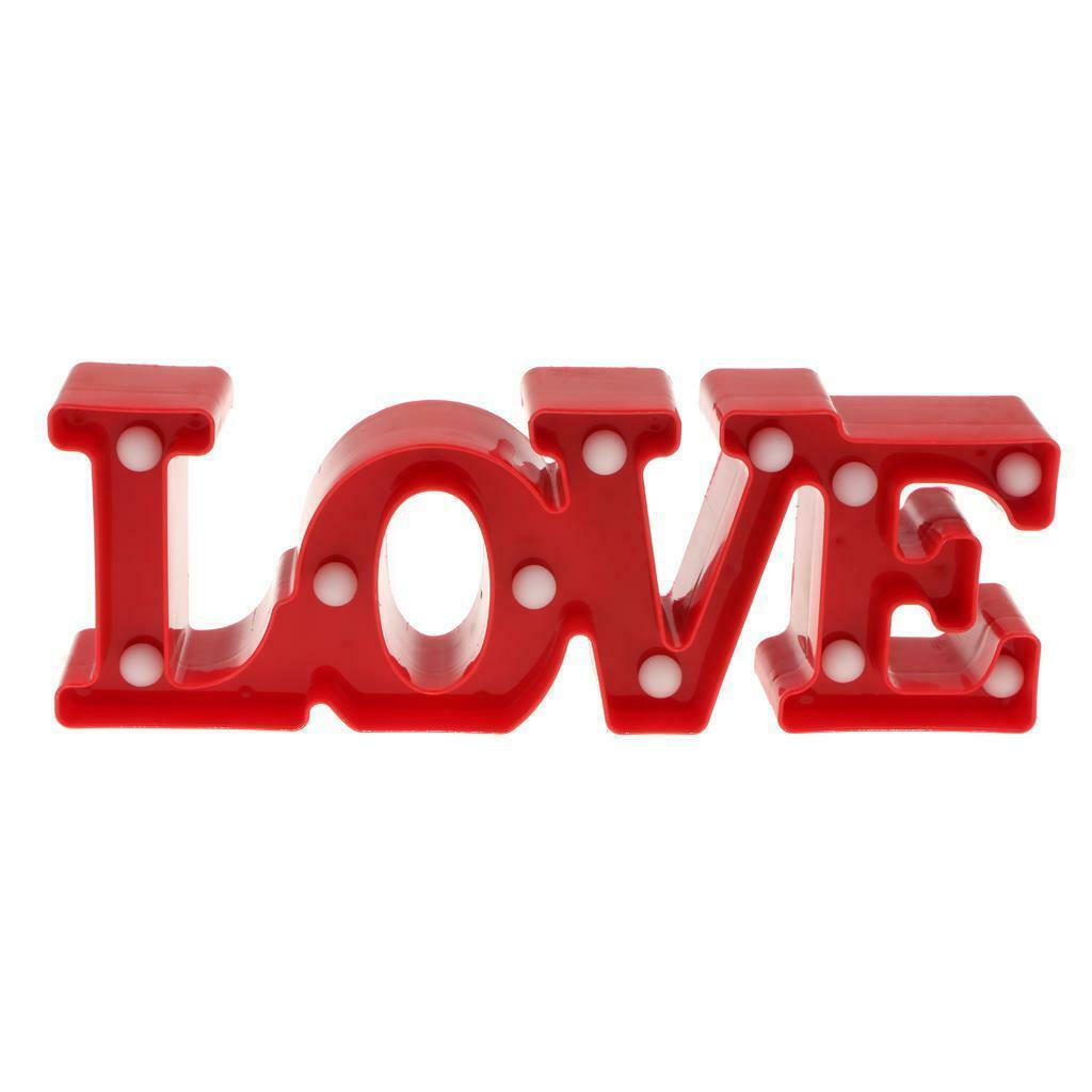 2x Alphabet Letters Lights Light Up Plastic LOVE Night Table Lamp Xmas Decor