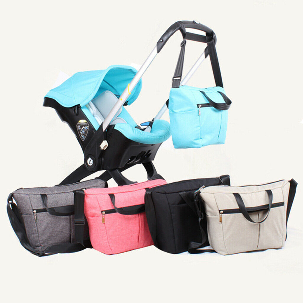 Multi-use Baby Carriage Bag Bottle Diaper Storage Mummy Bag Blue white