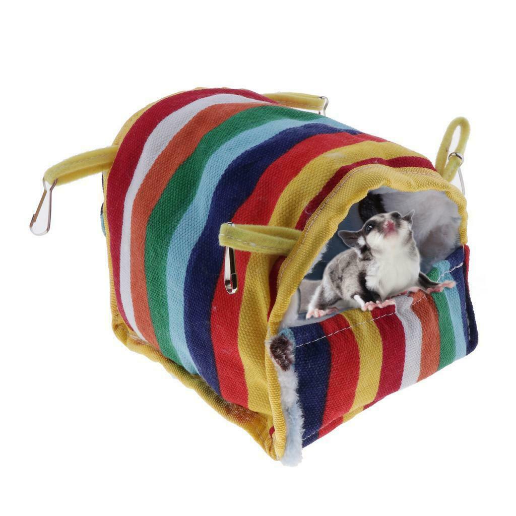 Set of 2 Cloth Hamster Sleeping Nest Warm Cage Ribbon Pattern Indoor Outdoor