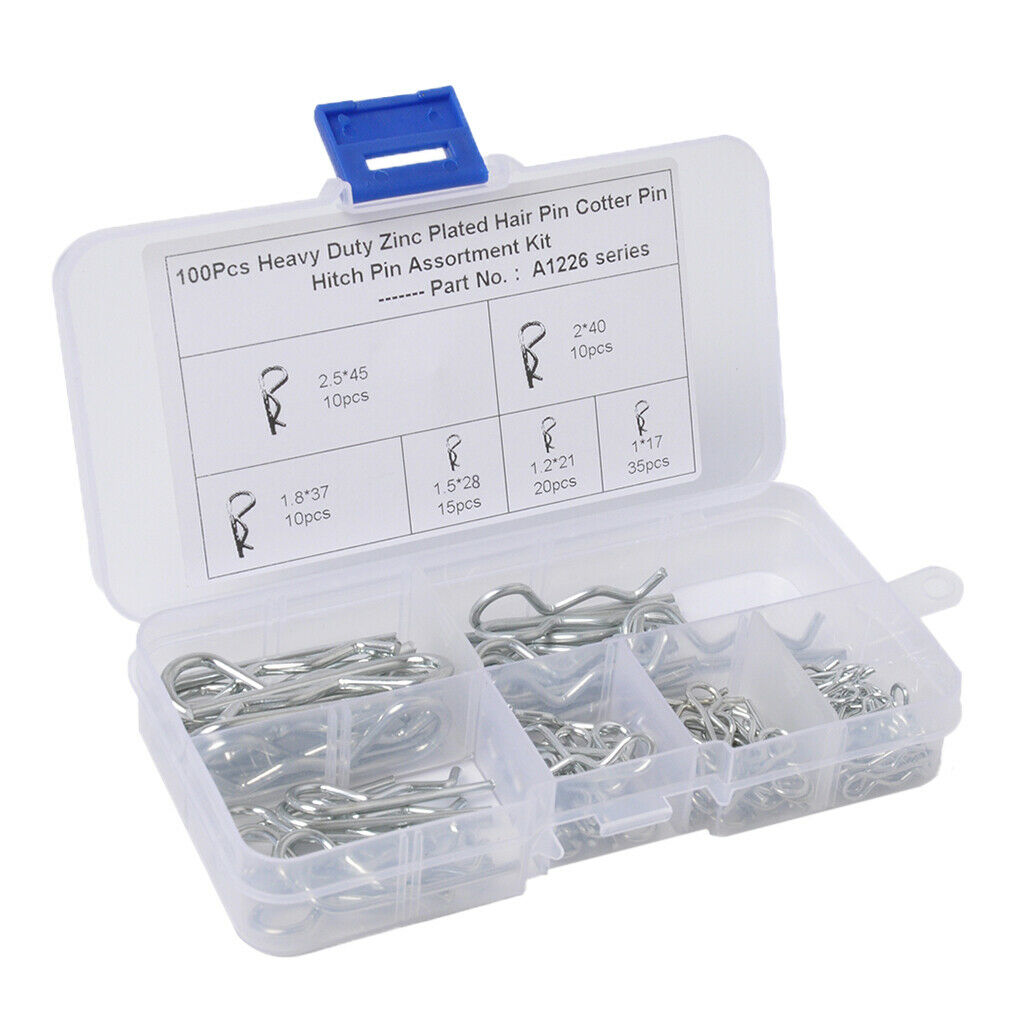 200Pcs Steel R Clips Hitch Cotter Hair Pin Kit for Tractor Car Trailer Lock