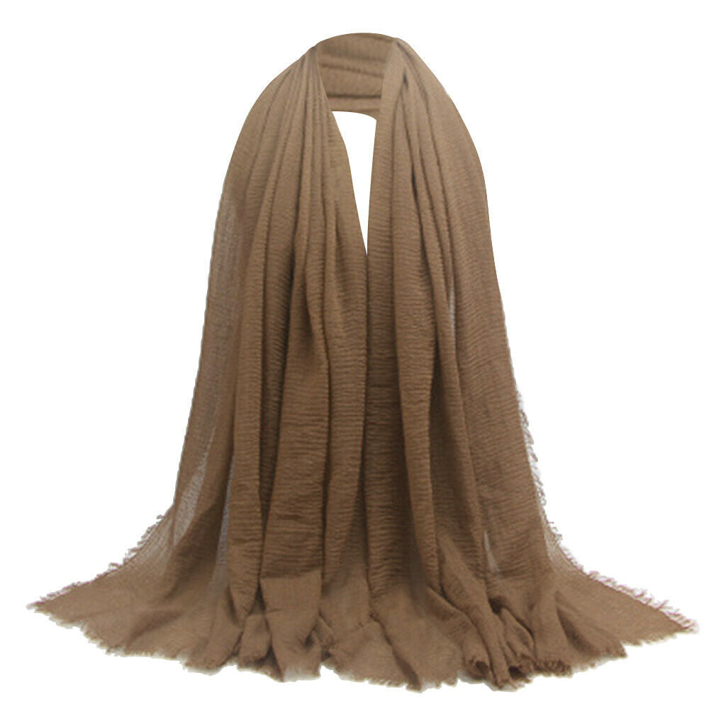 2 Pieces Muslim Ladies Soft Cotton Long Scarves Solid Hijab Shawl Head Scarf