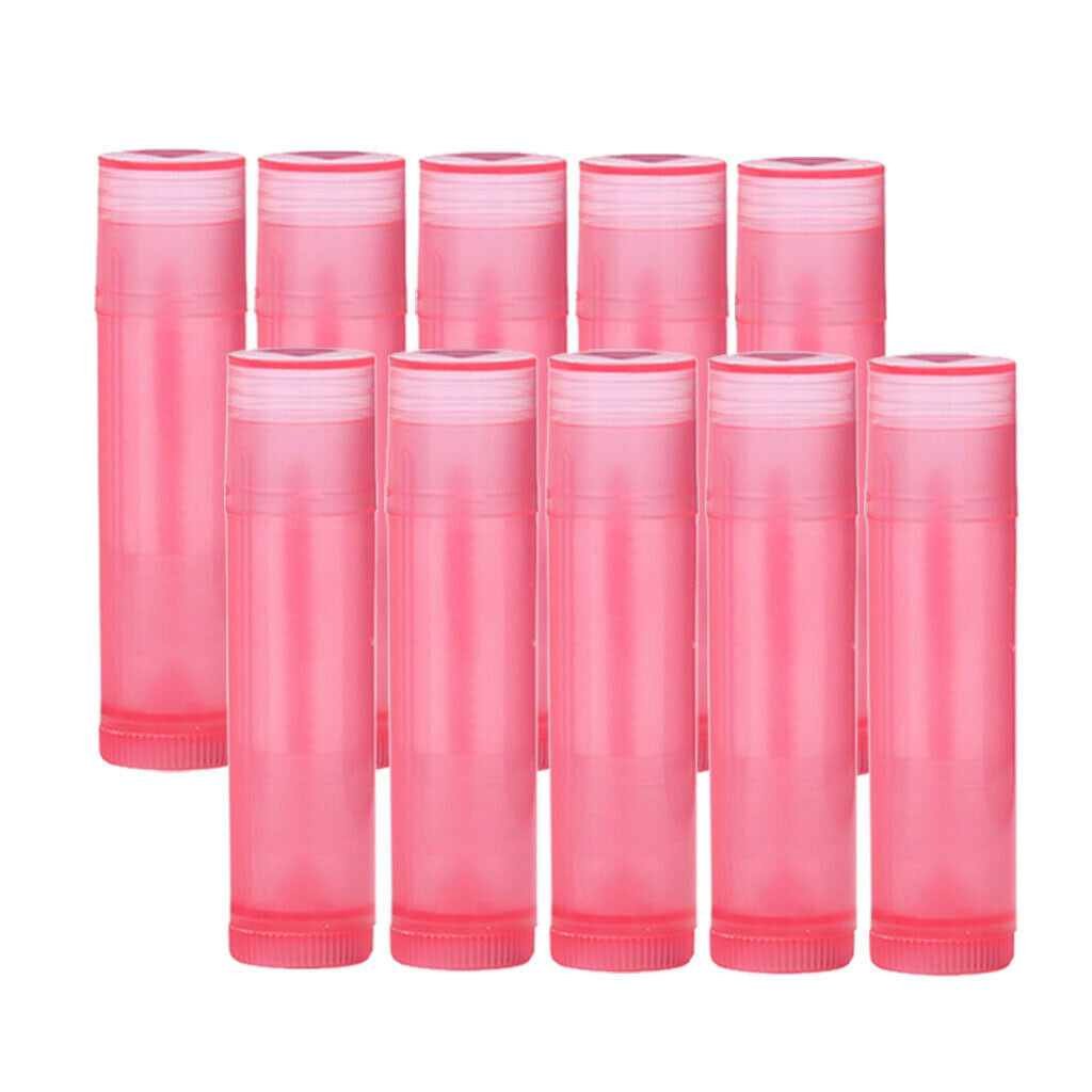 20x Empty Portable DIY Lip Balm Tubes Lip Moisturizer Bottles W/ Lid Clear+Pink