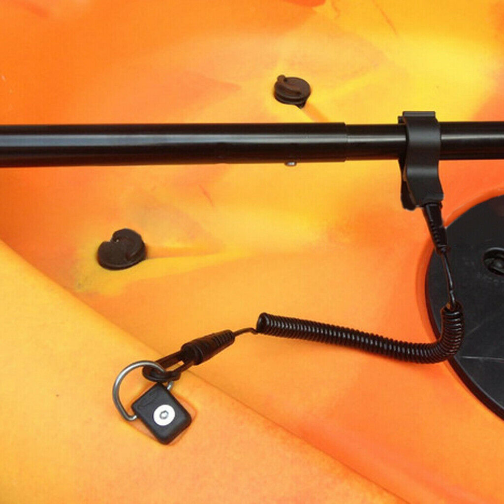 Strong Clamp-on Kayak Paddle Leash Cord Rod Oar Coil Tether with Hook Clip