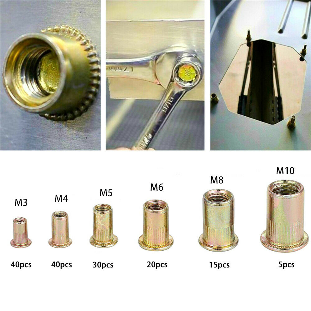 150Pcs Boxed Color-Plated Zinc Rivet Nut M3-M10 Set Vertical Rivet Nut Pull Cap