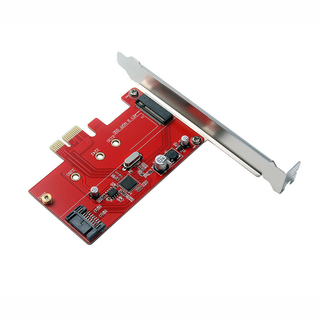 M.2 PCIe SSD to PCIe 3.0 X1 and M.2 SATA SSD to SATA III Adapter Card