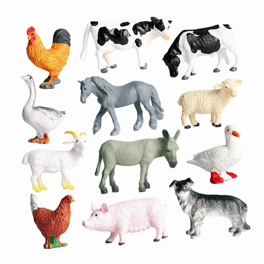 12pcs/set Farm Animals Figures, Realistic Simulation Jumbo Domestic Animal Toys