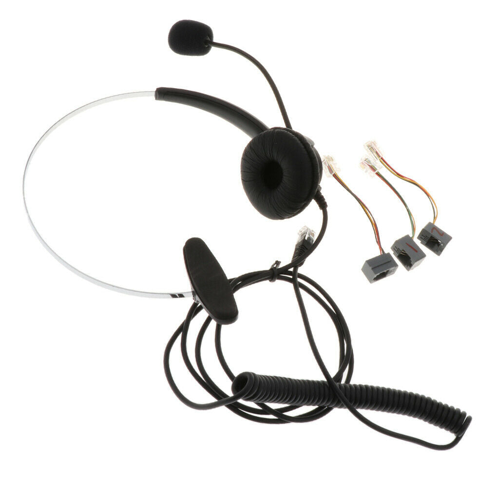 Telephone Headset Noise Cancelling w/ Mic RJ9 Plug for Call Center Telephone .