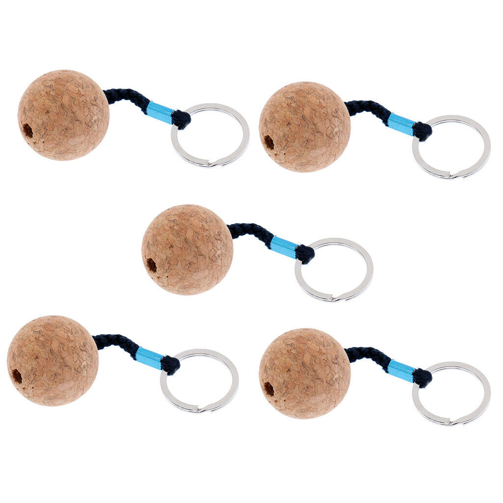 5x Floating Cork Keyring Buoyant Ball Key Ring Float Surf Sailing Canoe 35mm
