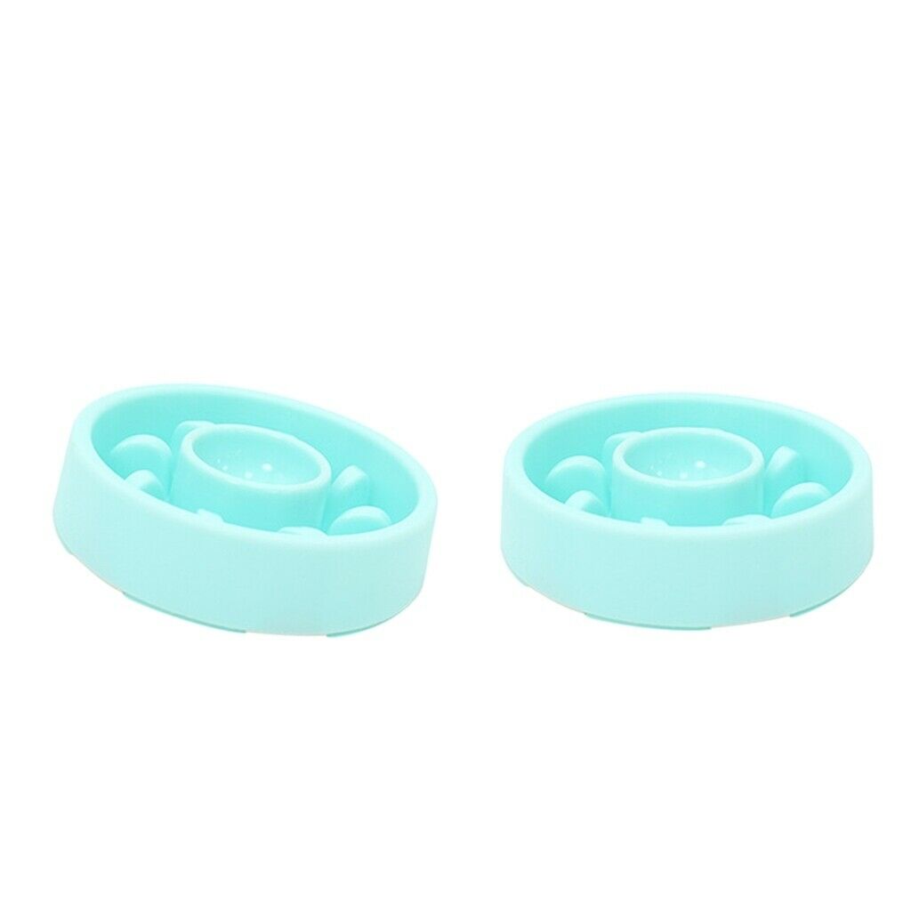 2x Dog Slow Feeder Dog Cat Anti-Gulping Food Bowls Preventing Choking Green